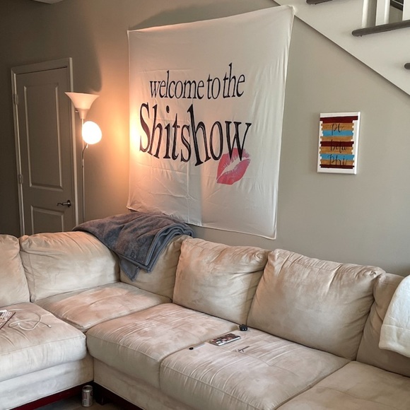 Welcome to the Shitshow Wall Tapestry - White and Black - Picture 1 of 1
